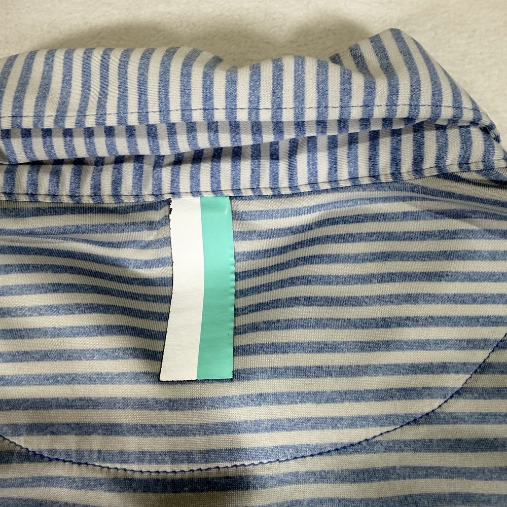 Rhoback Men's Large The Birdie Stripe Blue Gray Golf Polo Shirt Performance - Picture 5 of 6